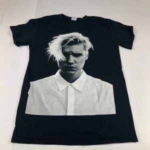 Justin Bieber Shirt Men's Small Black Purpose Tour Photo Big Graphic Print Tee